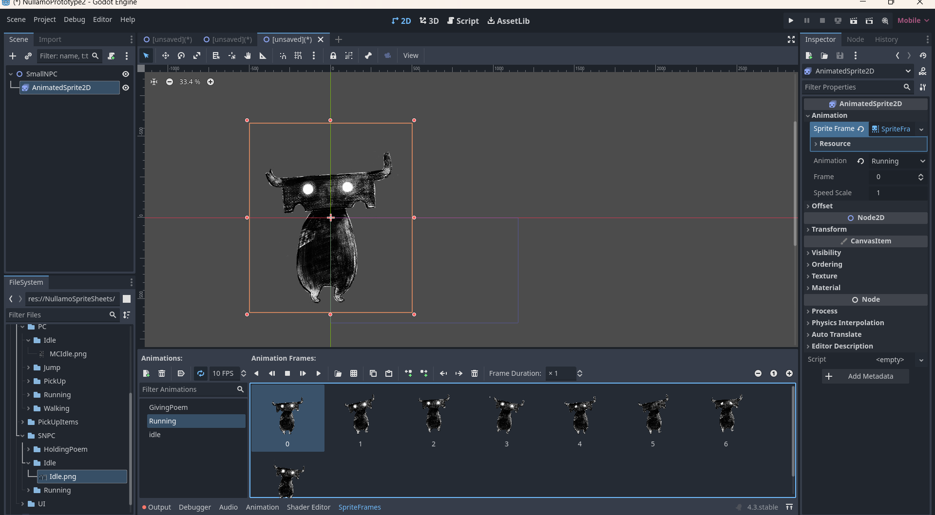 Animating character sprites